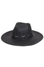 X Weave Pattern Fedora Hat-Hats-Fame Accessories-Black-Inspired Wings Fashion