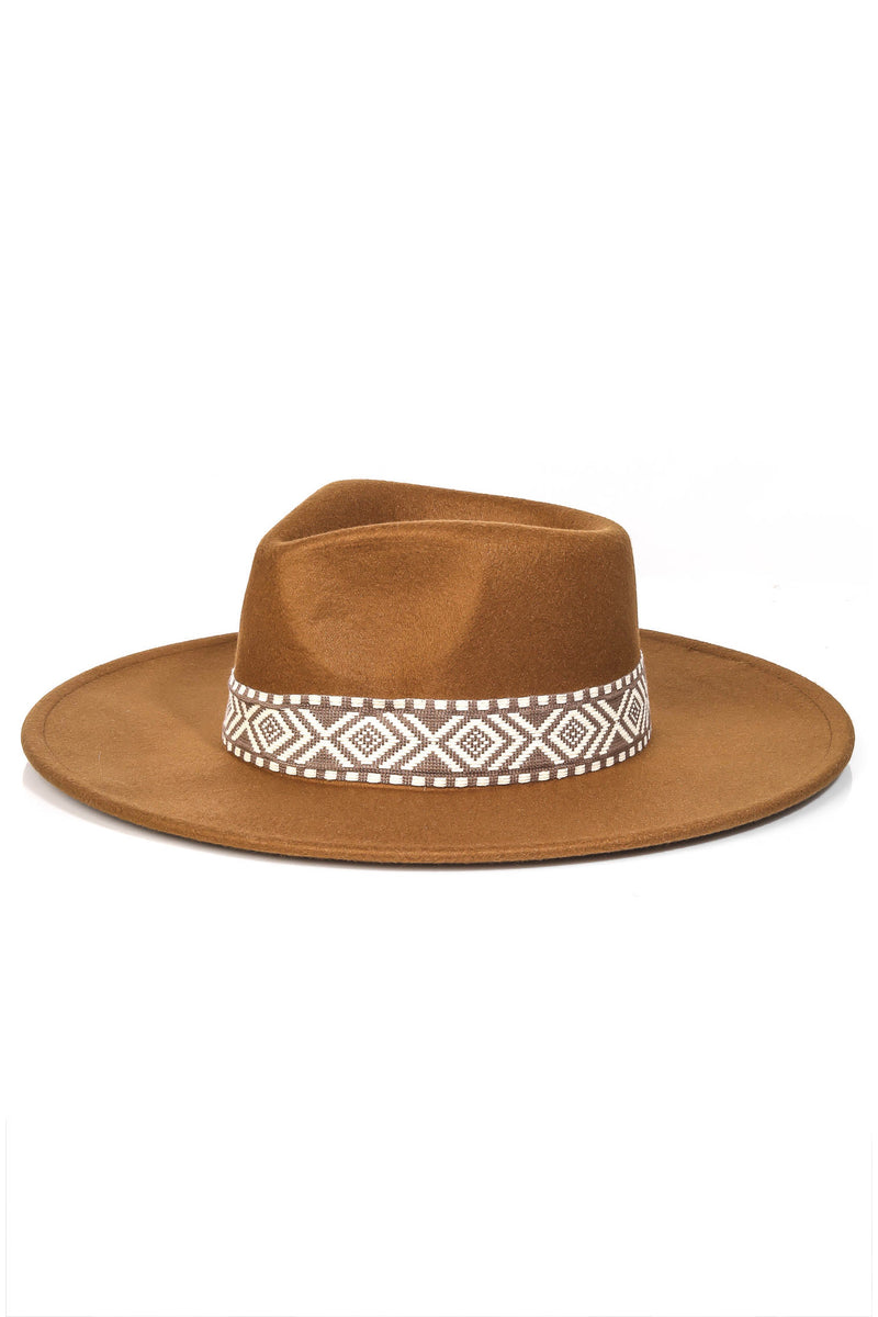 Boho Stripe Pattern Fedora Hat-Hats-Fame Accessories-Brown-Inspired Wings Fashion