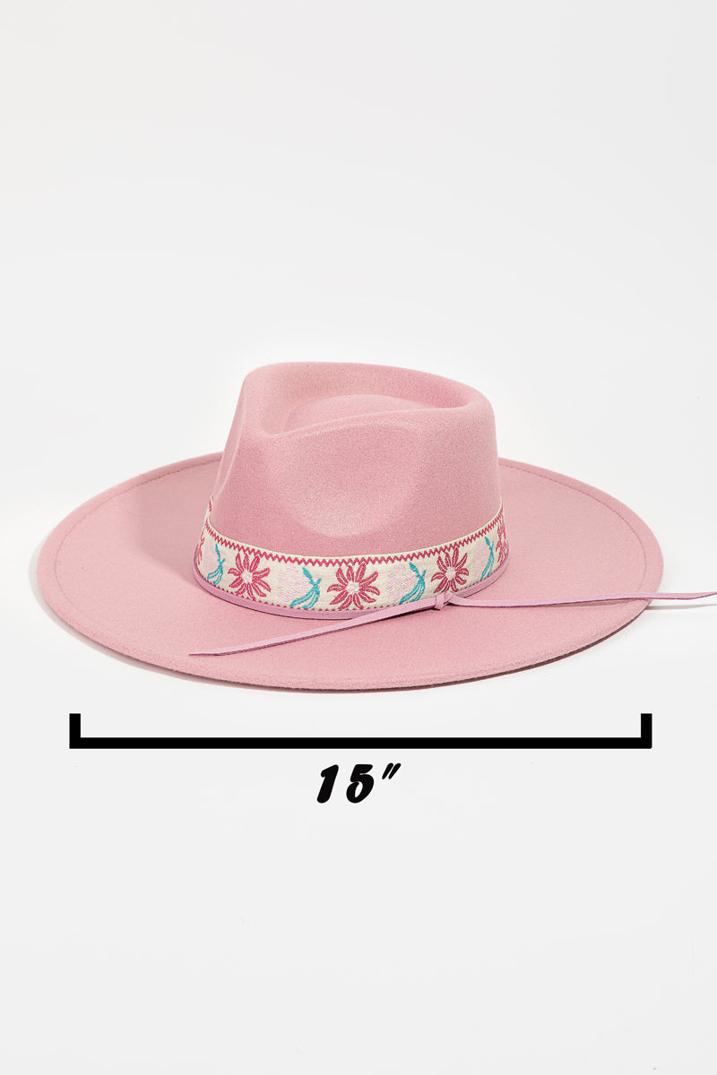 Flower Pattern Strap Fedora Hat-Hats-Fame Accessories-Peach-Inspired Wings Fashion