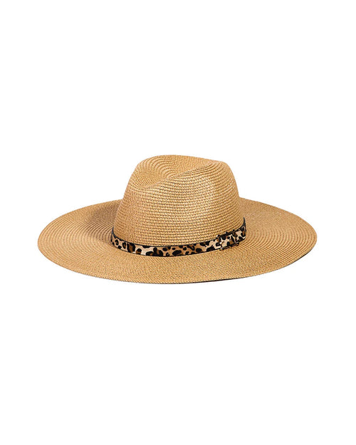 Straw Leopard Strap Floppy Sunhat-Hats-Fame Accessories-Tan-Inspired Wings Fashion