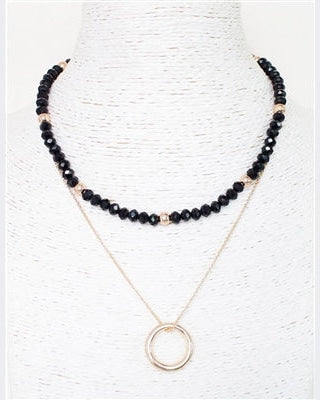 Gold Circle 2 Layers Necklace-Necklaces-What's Hot Jewelry-Black-Inspired Wings Fashion