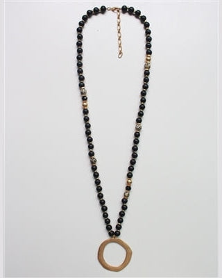 Beaded Gold Circle Necklace-Necklaces-What's Hot Jewelry-Black-Inspired Wings Fashion