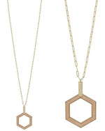 Open Hexagon Necklace-Necklaces-What's Hot Jewelry-Light Brown-Inspired Wings Fashion