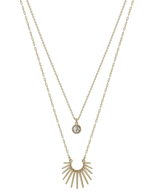 Matte Gold Sunburst Layered Necklace-Necklaces-What's Hot Jewelry-Inspired Wings Fashion