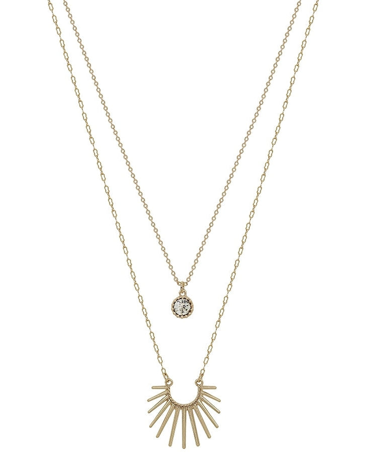 Matte Gold Sunburst Layered Necklace-Necklaces-What's Hot Jewelry-Inspired Wings Fashion