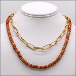 Double Layer Beads and Links Necklace-Apparel & Accessories-Fouray Fashion-Brown-Inspired Wings Fashion