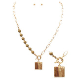 Square Pendant with Beads Necklace-Necklaces-Fouray Fashion-Brown-Inspired Wings Fashion