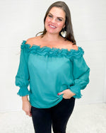 Off the Shoulder Ruffle Top-Tops-Vine & Love-Large-Teal-Inspired Wings Fashion