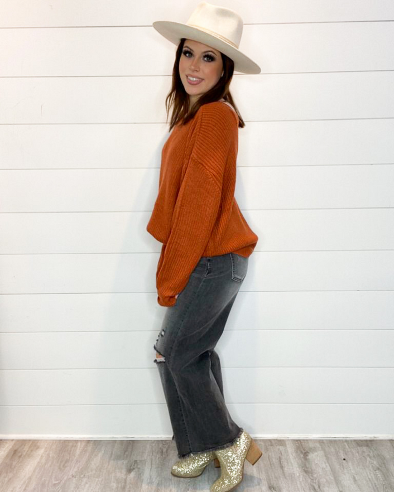 Open Back Oversized Sweater-Sweaters-Main Strip-Small-Hunter Green-Inspired Wings Fashion