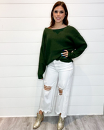 Open Back Oversized Sweater-Sweaters-Main Strip-Large-Hunter Green-Inspired Wings Fashion