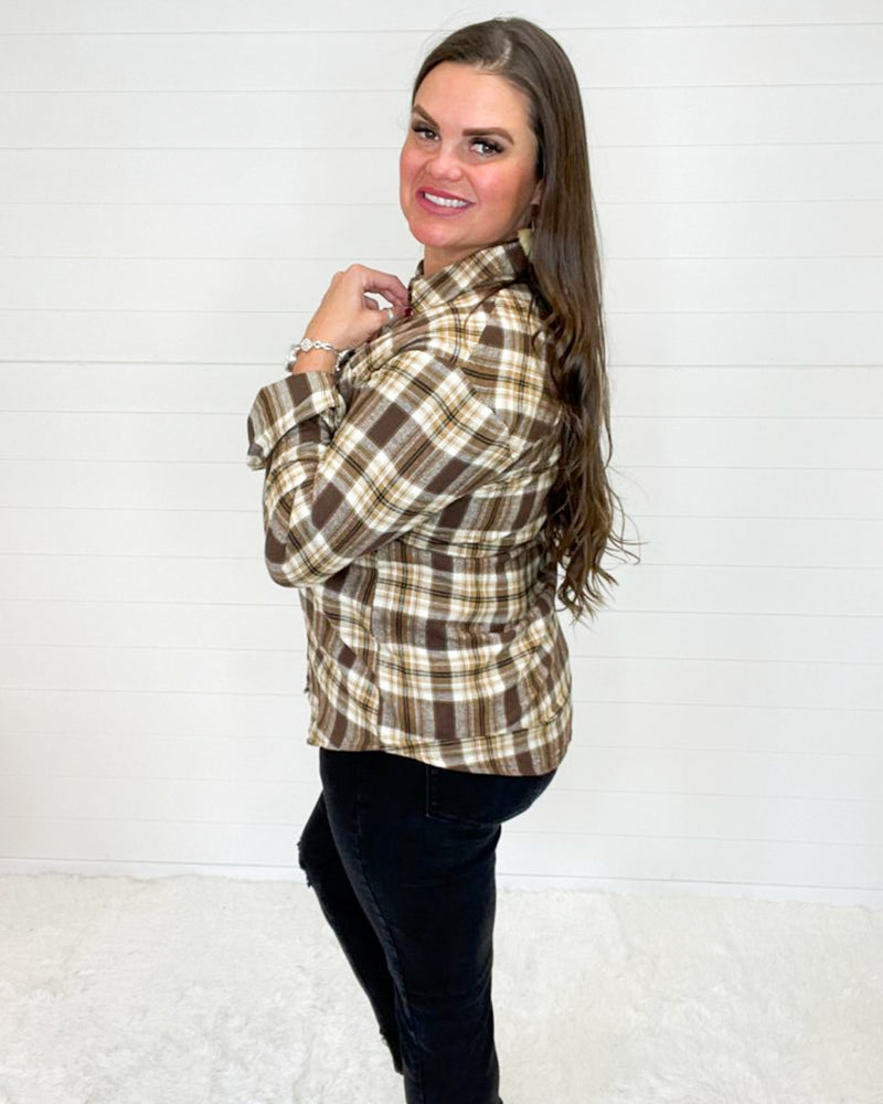 Plaid Button Down Shirt-Tops-Doe & Rae-S-Cigar-Inspired Wings Fashion