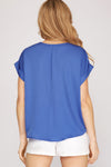 Drop Shoulder Satin Ruched Top-Shirts & Tops-She+Sky-Small-Black-Inspired Wings Fashion