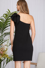 Ruffled One-Shoulder Dress-Dress-She+Sky-Small-Black-Inspired Wings Fashion