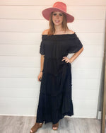 Solid Off Shoulder Maxi Dress-Dresses-Jodifl-Medium-Black-Inspired Wings Fashion