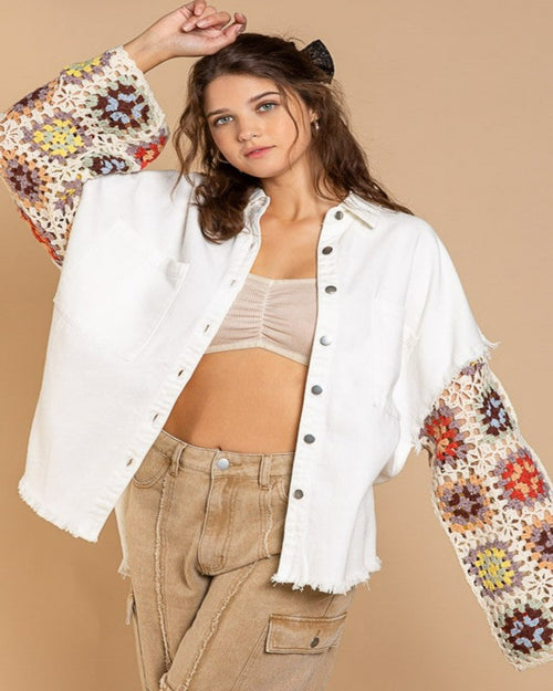 Crochet Patten Oversized Jacket-Jacket-Pol Clothing-Small-Ivory / Natural-Inspired Wings Fashion