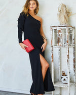 One Shoulder Slit Maxi Dress-Dresses-Main Strip-Small-Inspired Wings Fashion