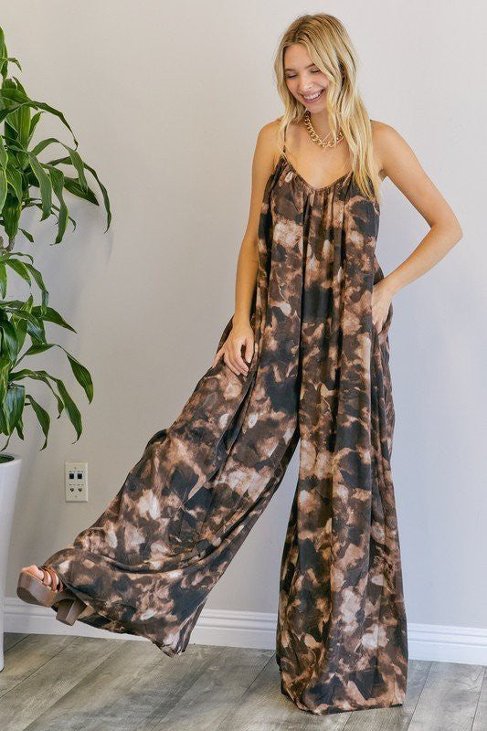 Spaghetti Strap Open Back Jumpsuit-Jumpsuits & Rompers-hers & mine-Small-Olive/Mocha-Inspired Wings Fashion