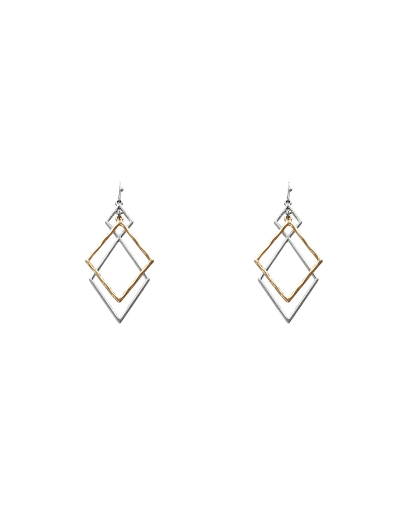 Layered Diamond Shape Earrings-Earrings-What's Hot Jewelry-Inspired Wings Fashion