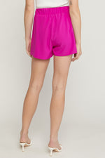 Solid Elastic Waistband Shorts-Shorts-Entro-Small-Fuchsia-Inspired Wings Fashion
