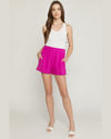 Solid Elastic Waistband Shorts-Shorts-Entro-Small-Fuchsia-Inspired Wings Fashion