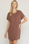 Textured Ribbed Short Sleeve Dress-Tops-Entro-Small-Chocolate-Inspired Wings Fashion