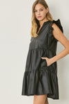 Faux Leather Mini Tiered Dress-Dresses-Entro-Small-Black-Inspired Wings Fashion