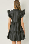 Faux Leather Mini Tiered Dress-Dresses-Entro-Small-Black-Inspired Wings Fashion