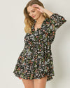 Floral Print Long Sleeve Mini dress-Dresses-Entro-Small-Black-Inspired Wings Fashion