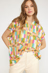 Printed V-Neck Top-Shirts & Tops-Entro-Small-Orange Combo-Inspired Wings Fashion