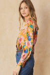 Floral Print Wrap Bodysuit-Leotards & Unitards-Entro-Small-Camel-Inspired Wings Fashion