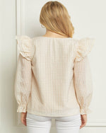 Sheer Grid V-neck Top-Tops-Entro-Small-Black-Inspired Wings Fashion