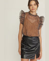 Ruffled and Cheetah Top-Shirts & Tops-Entro-Small-Taupe-Inspired Wings Fashion
