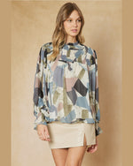 Geo Abstract Print Top-Shirts & Tops-Entro-Small-Grey Mauve-Inspired Wings Fashion
