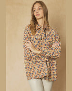 Floral Print Corduroy Button Up-Tops-Entro-Small-Camel-Inspired Wings Fashion