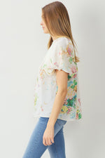 Floral Ruffle Sleeve Top-Shirts & Tops-Entro-Small-Lemon Green-Inspired Wings Fashion
