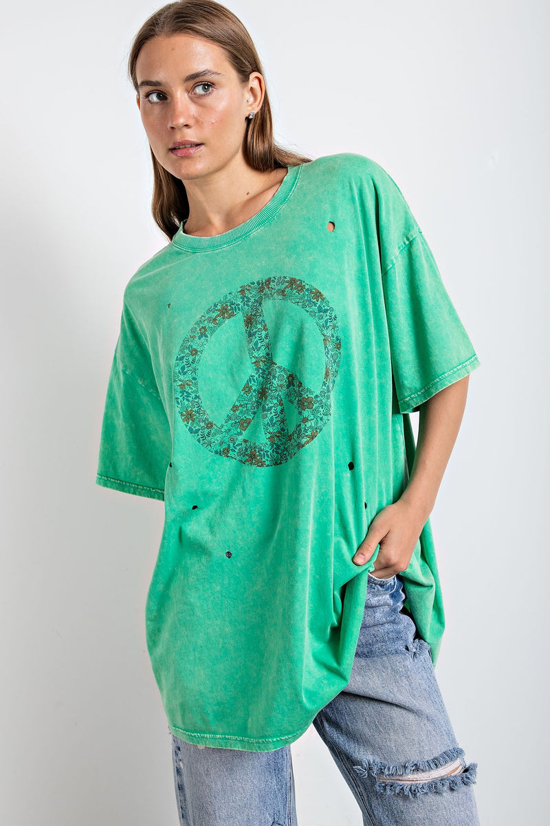 Peace Sign Top-T-Shirt-Easel-Small-Evergreen-Inspired Wings Fashion