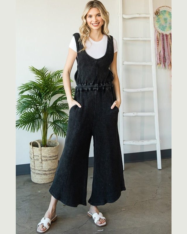 Mineral Washed Overall Jumpsuit-Jumpsuits & Rompers-Oli & Hali-Small-Black-Inspired Wings Fashion
