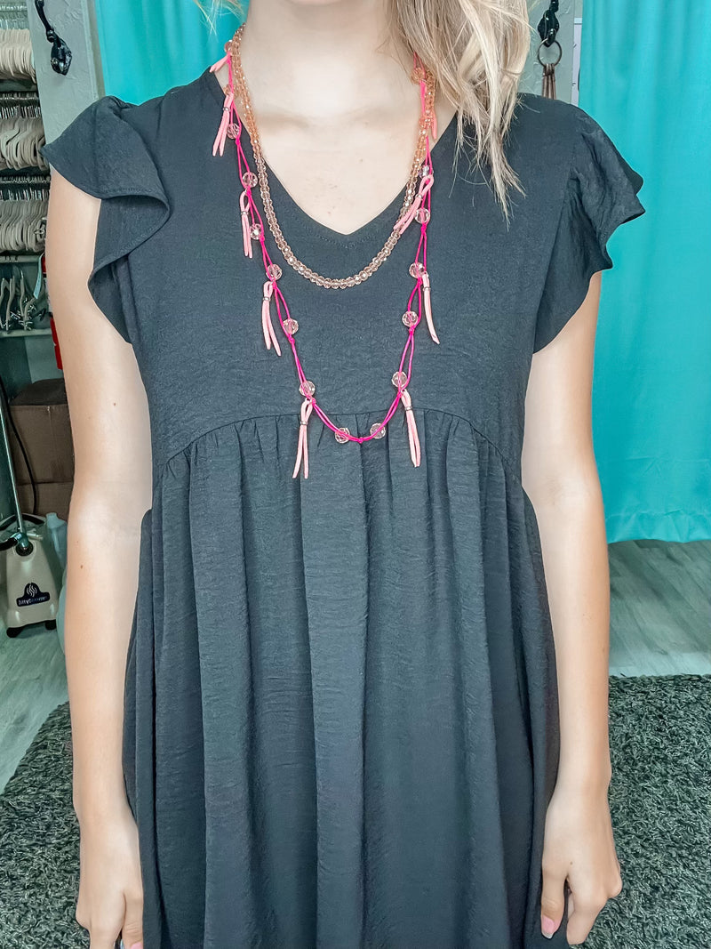 Beaded Fringe Necklace-Necklaces-Lost and Found Trading Company-Pink-Inspired Wings Fashion