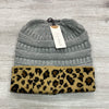 Messy Bun Beanies-Hats-Suzy Q USA-Grey/Leopard-Inspired Wings Fashion