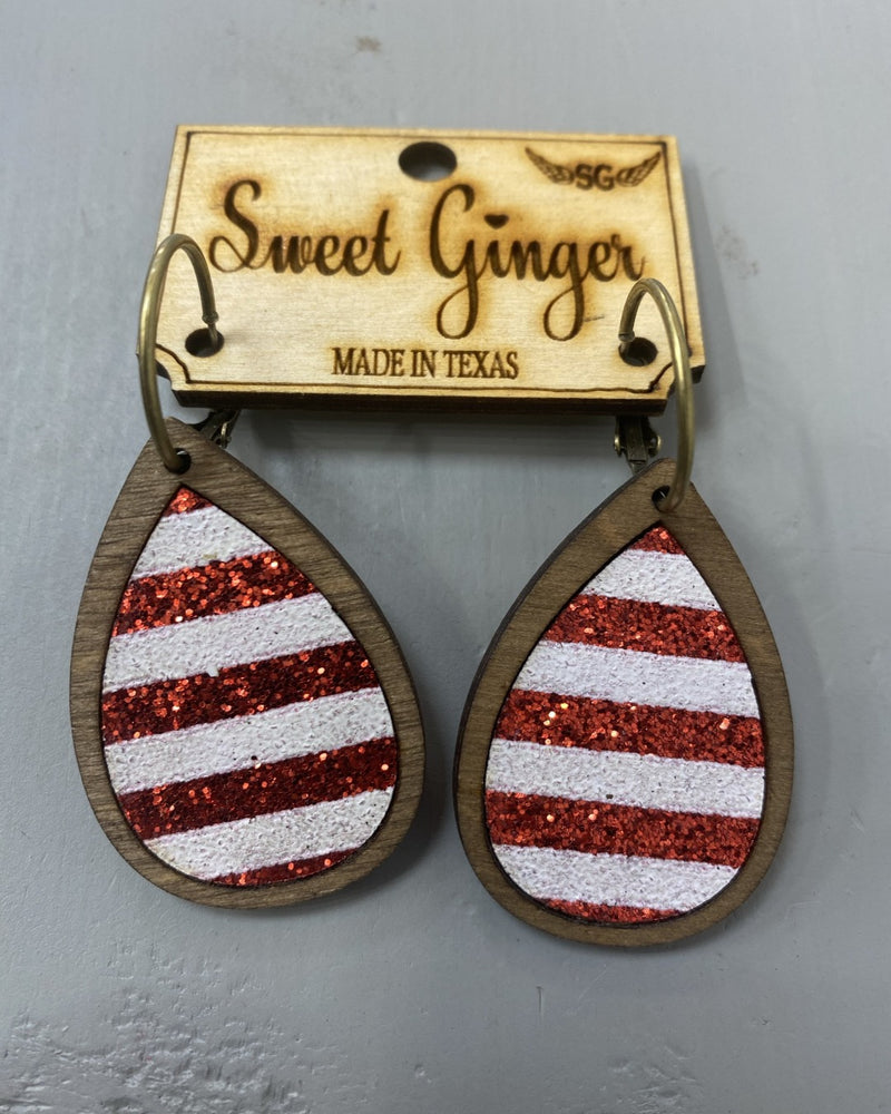 Christmas Earrings-Accessories-Sweet Ginger Jewelry-Stripes-Inspired Wings Fashion