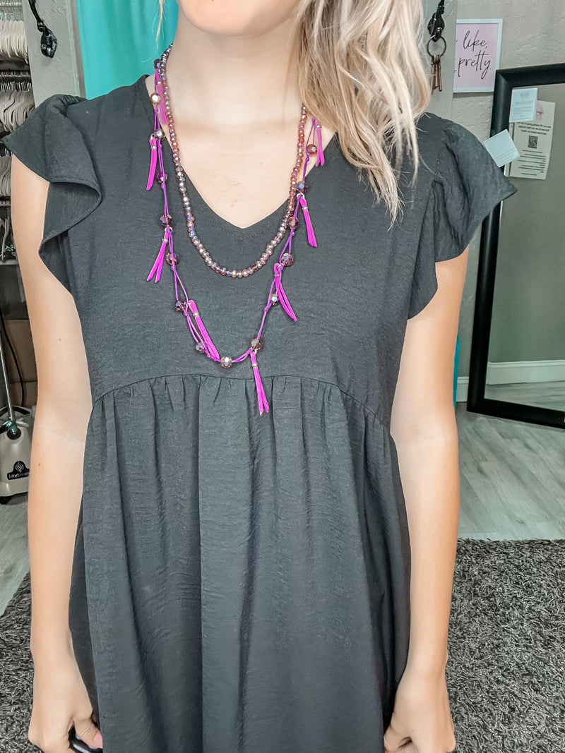 Beaded Fringe Necklace-Necklaces-Lost and Found Trading Company-Purple-Inspired Wings Fashion