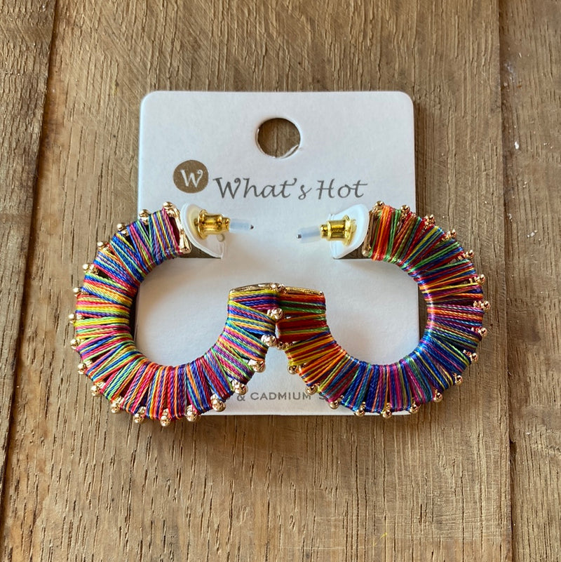Thread Wrapped Hoop Earrings-Earrings-What's Hot Jewelry-Multi-Inspired Wings Fashion