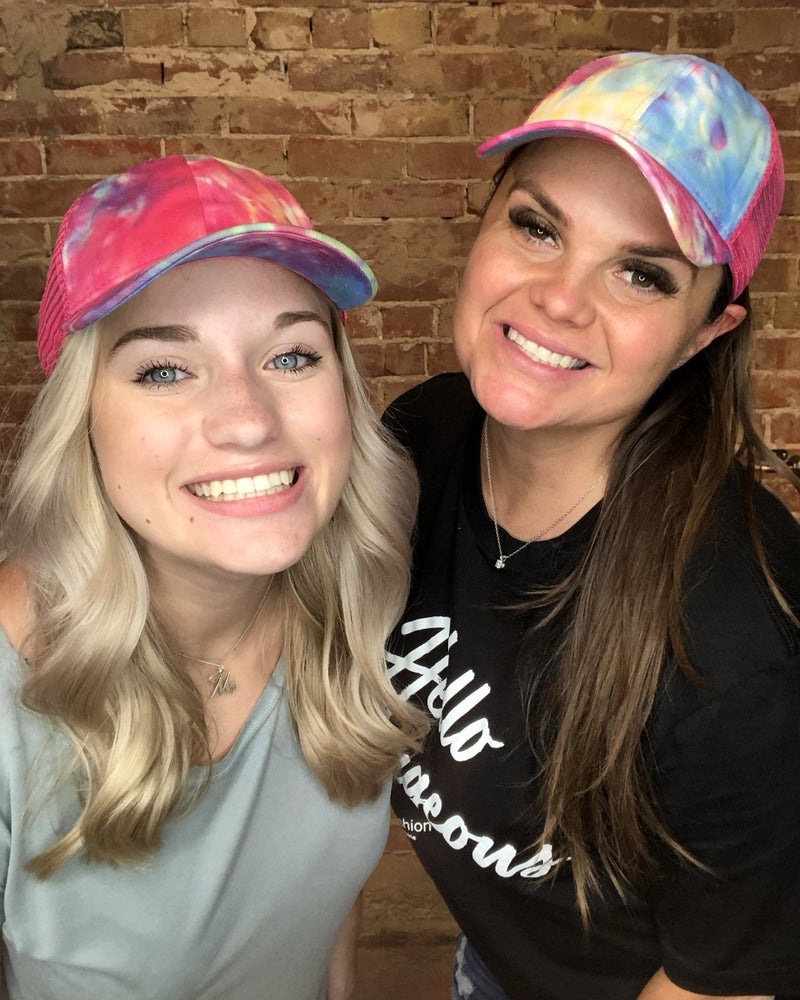 Tie Dye Messy Bun Hat-hat-Cheveux-Multi-Inspired Wings Fashion