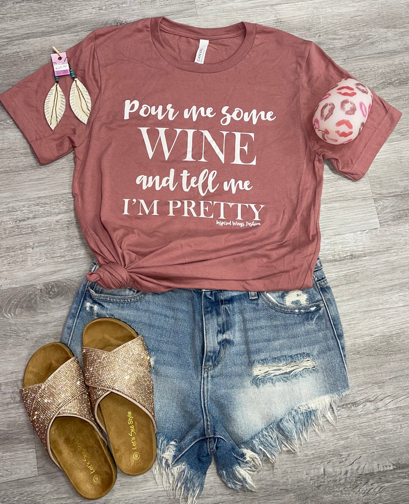 Pour Me A Glass of Wine Shirt-Tops-Inspired Wings Fashion-Small-Pink-Inspired Wings Fashion