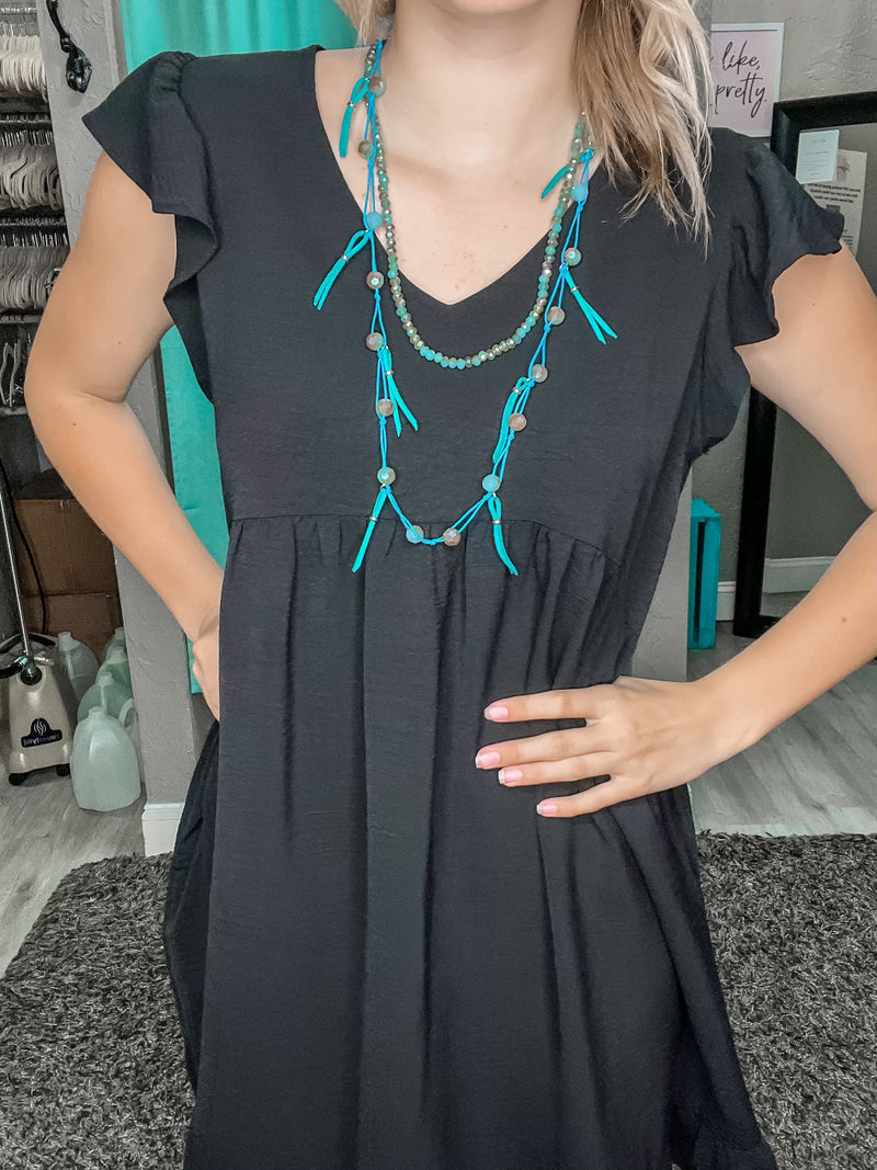 Beaded Fringe Necklace-Necklaces-Lost and Found Trading Company-Turquoise-Inspired Wings Fashion