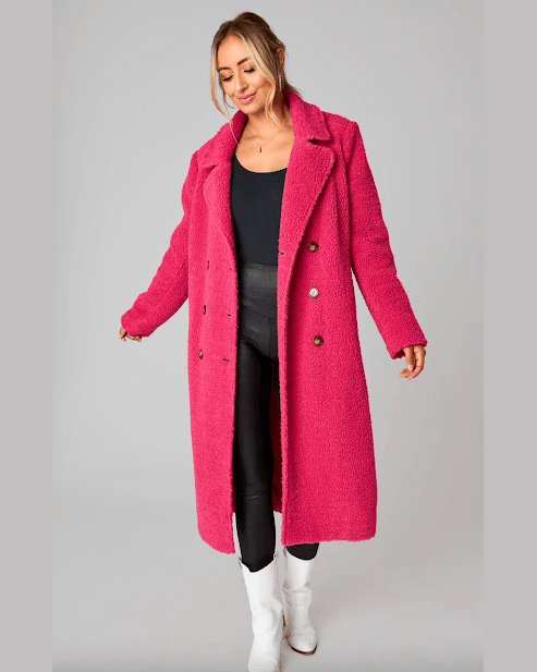 Sherpa Bear Coat-Coats & Jackets-BuddyLove-Small-Hot Pink-Inspired Wings Fashion