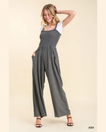 Sleeveless Smocked Jumpsuit-Jumpsuit-Umgee-Small-Ash-Inspired Wings Fashion