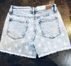 Mid-Rise Star Acid Wash Shorts-bottoms-Judy Blue-Small-Light Denim-Inspired Wings Fashion