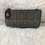 Mini Crossbody Wristlet Clutch-Bag and Purses-Joy Susan-Black Faux Cheetah Hide-Inspired Wings Fashion