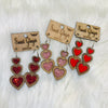 Valentine's Earrings-Accessories-Sweet Ginger Jewelry-Pink Heart Stack-Inspired Wings Fashion